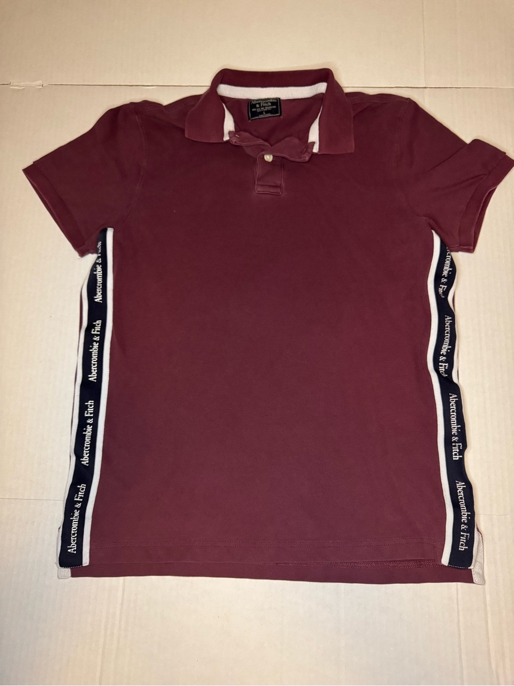 Abercrombie & Fitch Maroon Polo with Side Logo Tape